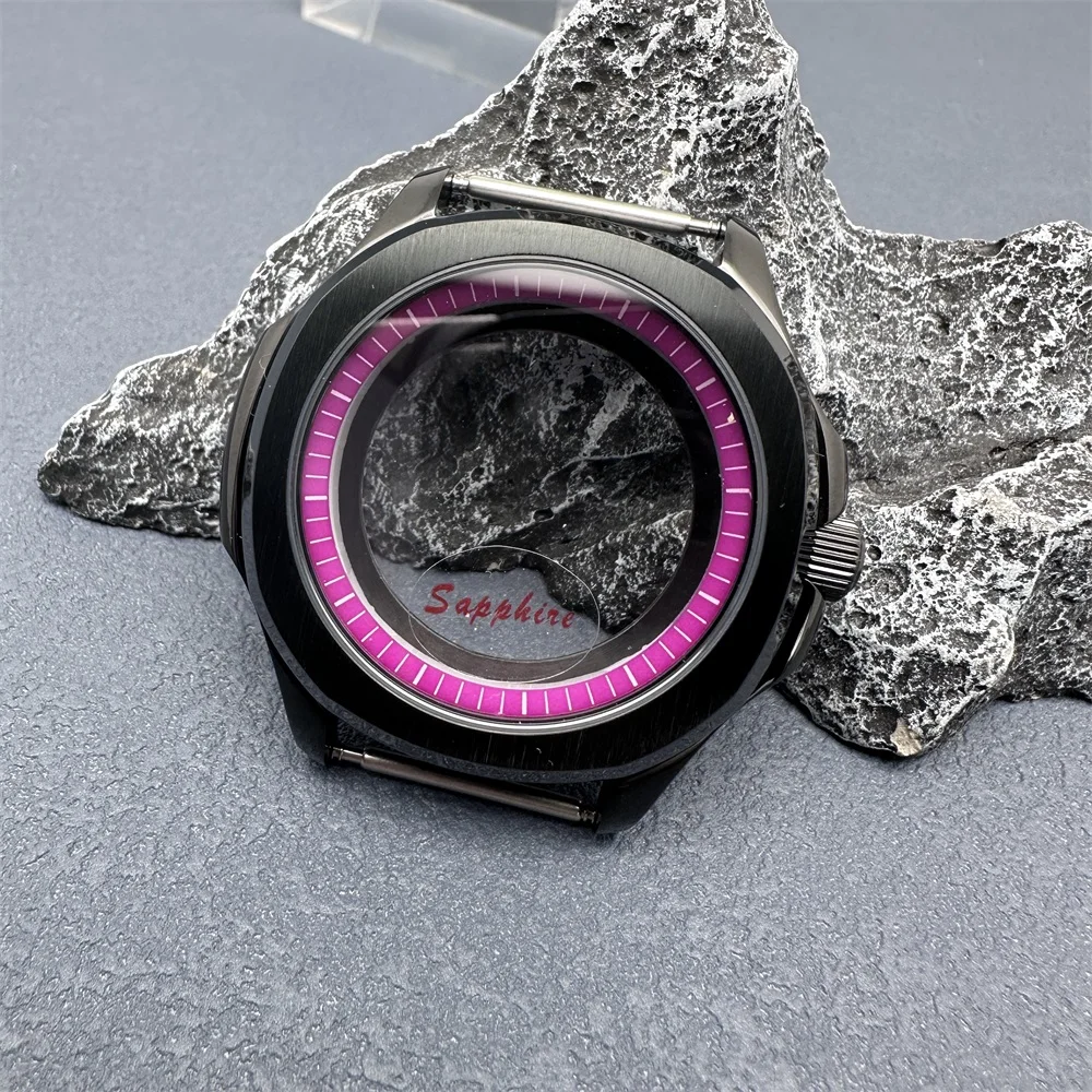 Watch Cases for NH35/ NH36/ 4R Movement Sapphire Glass Watch Modification Accessories Black Waterproof Stainless Steel Case