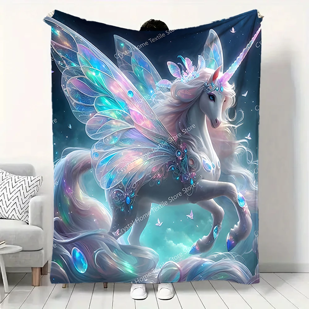 

Unicorn Pattern Soft Flannel Blankets,Keep Warm Throw Blanket Comfortable Blanket for Picnic Beds Sofa Home Bedroom Kids Gift