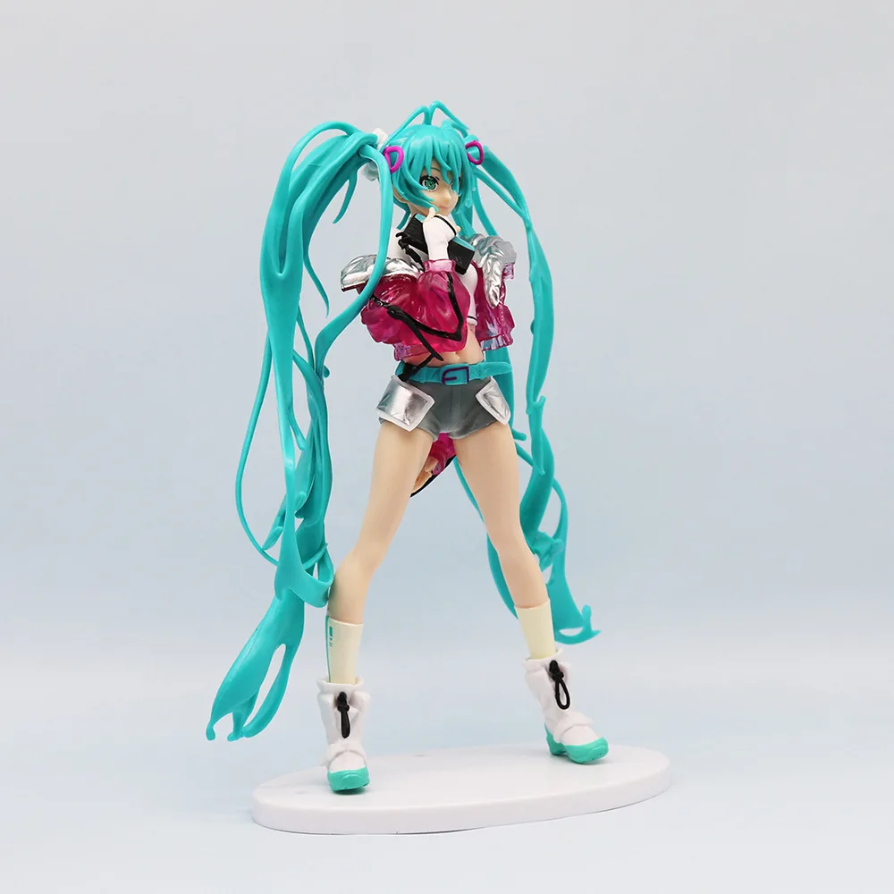 Hatsune miku anime figuras bonito 2d ação e personagens boneca dos desenhos animados ornamentos de mesa modelo presente aniversário das crianças 22cm