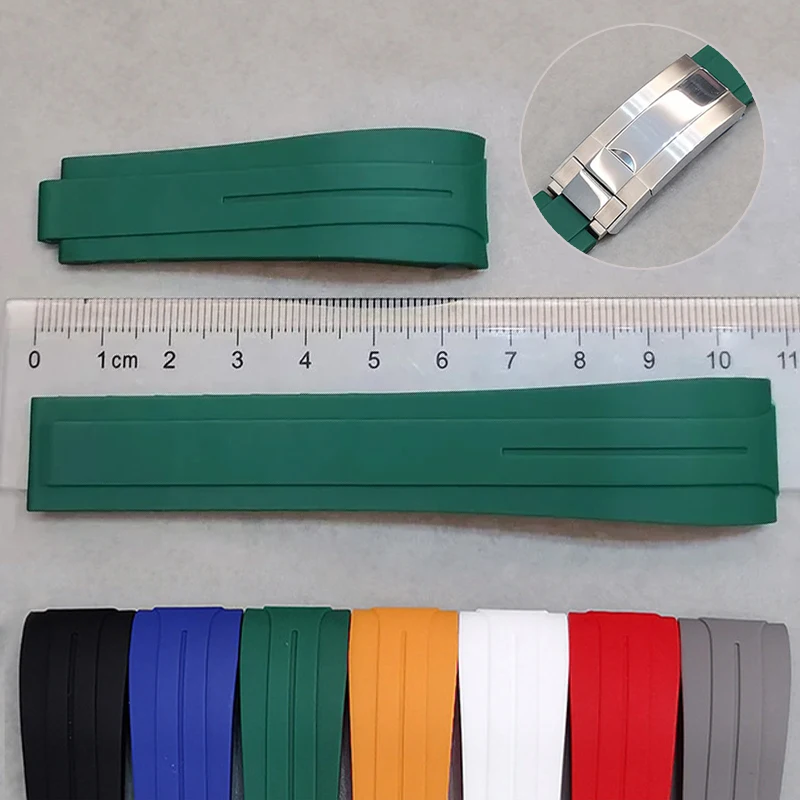 Hochwertiges Gummi-Uhrenarmband 20 mm für Rolex für Water Ghost für Oyster-Armband mit gebogenem Ende, Sport-Armband-Zubehör