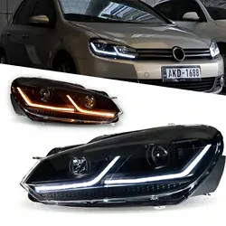 Car Styling Headlights for VW Golf 6 MK6 jetta R20 Black Samurai Style LED Headlight 2009-2012 Head Lamp DRL Signal Projector