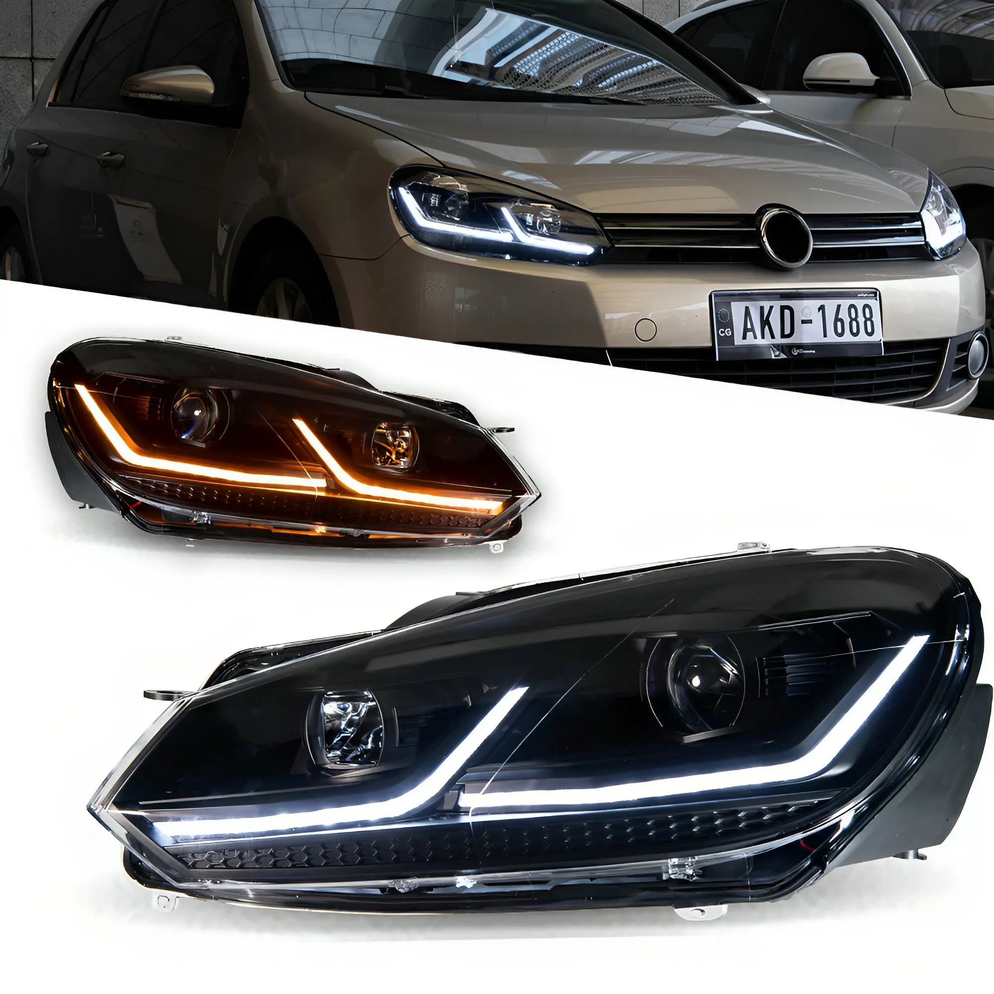 Reflektory samochodowe do VW Golf 6 MK6 jetta R20 Black Samurai Style Reflektor LED 2009-2012 Reflektor sygnałowy DRL