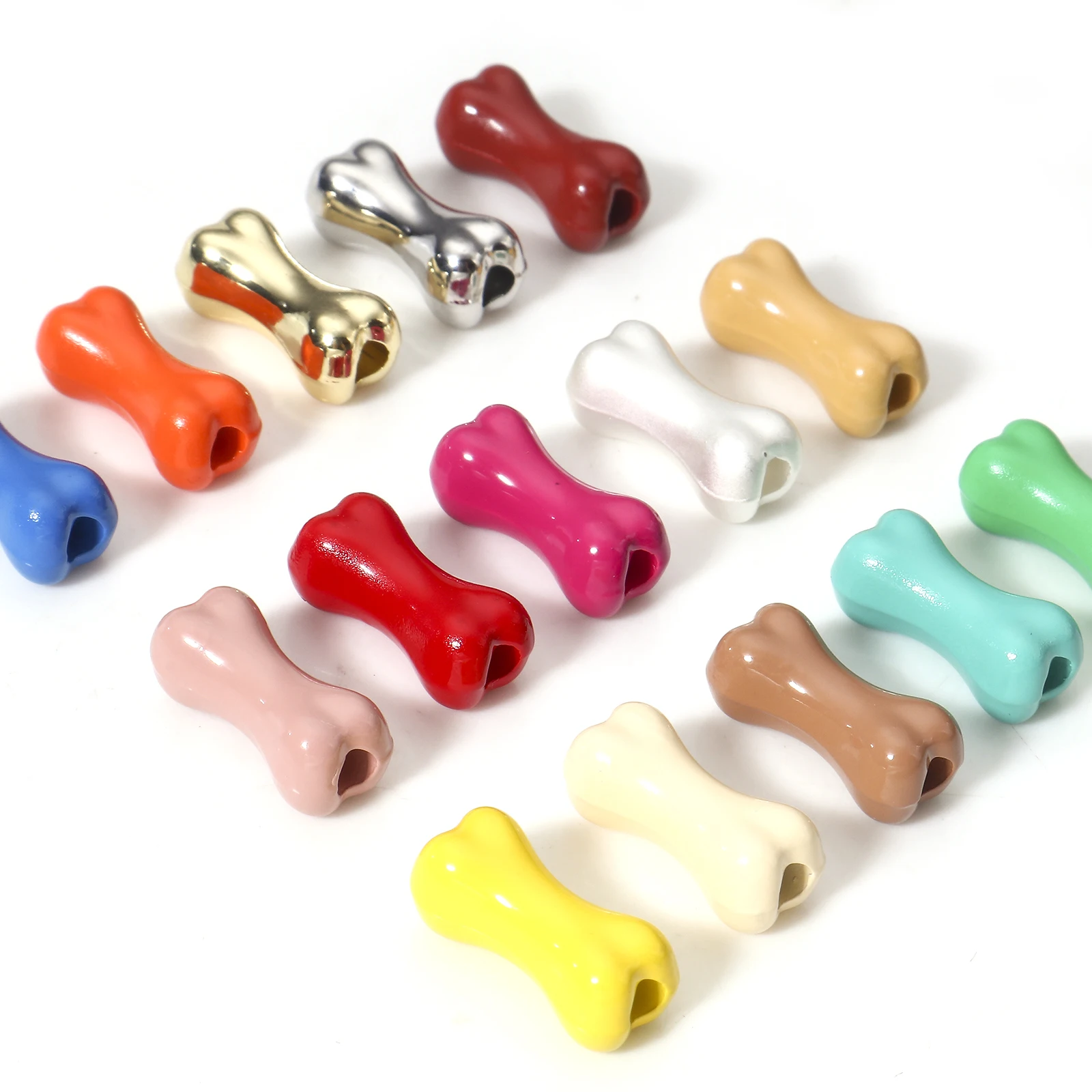 10pcs Multicolor Bone Painted Spacer Beads For DIY Jewelry Making Necklace Bracelets Metal Beads Women Findings About 15mm x 7mm