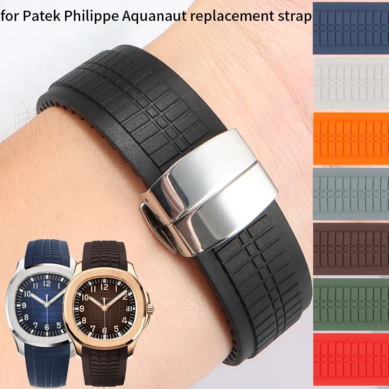 For Patek Philippe Aquanaut Series 5164/5167 Replacement Watchband Anti-Dust Rubber strap Silicone Bracelet 21mmCurved wristband