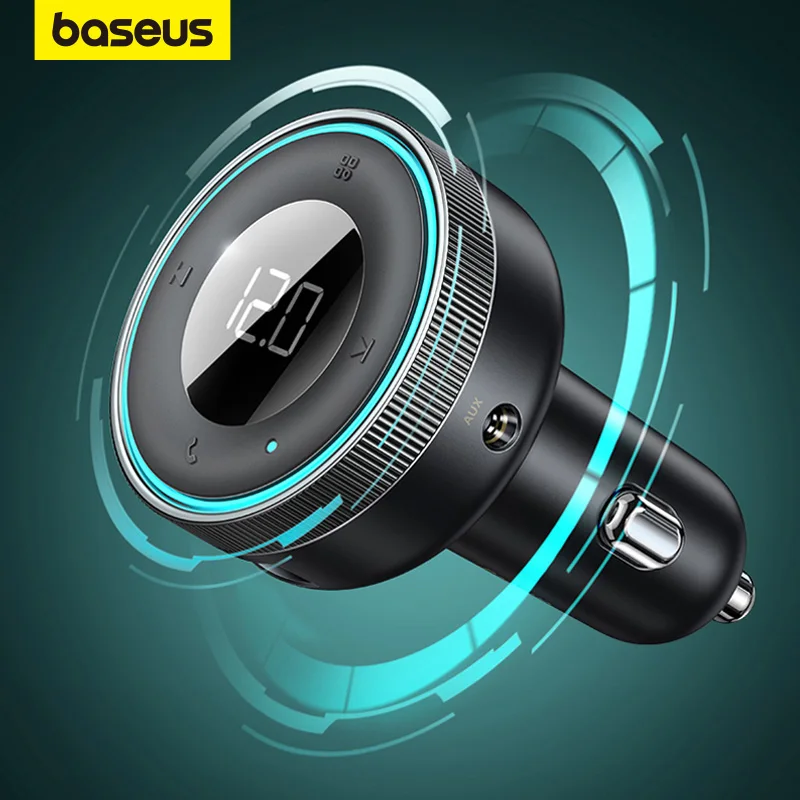 Baseus Car FM Transmitter 5.0 Bluetooth Car Charger Music Adapter 3.4A Dual USB MP3 Player Radio Handsfree Audio FM Modulator