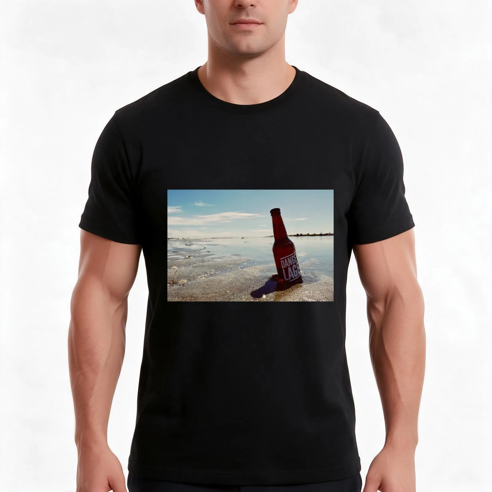 Danger Larger T-Shirt, Summer Casual Cotton Tee, Oversized Streetwear Tops, Vintage Graphic Print, Loose Fit Short Sleeve