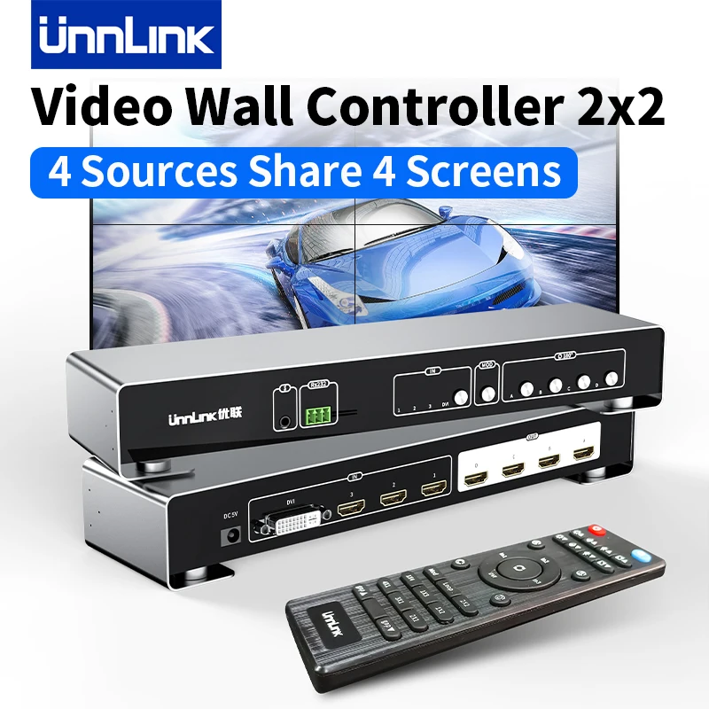 Unnlink HDMI Video Wall Contorller 2x2/2x1/3x1/4x1/1x1/1x2/1x3/1x4 HDMI Multi Video Screen Splicer Switch