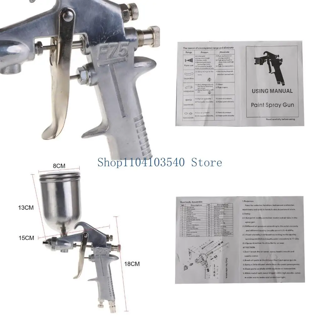 02DC F75 Paint Spray Gun Paint Spraying Gun Lower Pot Pneumatic Tool Household Car Sprayer Paint Spray Gun Replacement