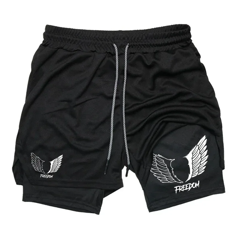 Summer Quick Drying 2-in-1 Workout Running Shorts Men Gym Breathable Shorts with Phone Pocket Towel Loop Performance Activewear