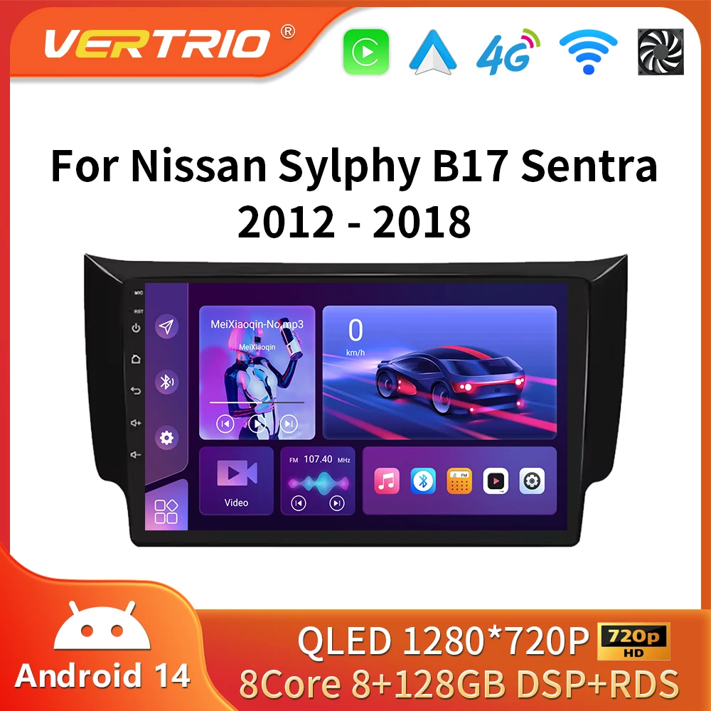 Android Auto GPS For Nissan Sylphy B17 Sentra 12 2013 2014 2015 2016 2017 2018 Carplay Car Radio Multimedia Player BT DSP Stereo