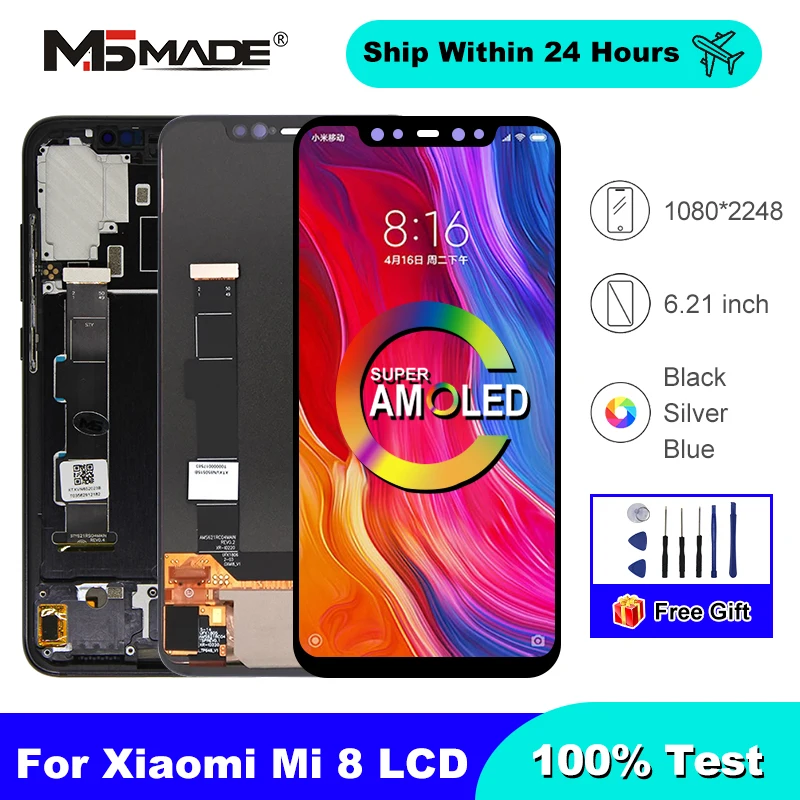 OLED For Xiaomi Mi 8 LCD Display Screen Touch Digitizer Replacement Parts With Frame For MI 8 M1803E1A Display