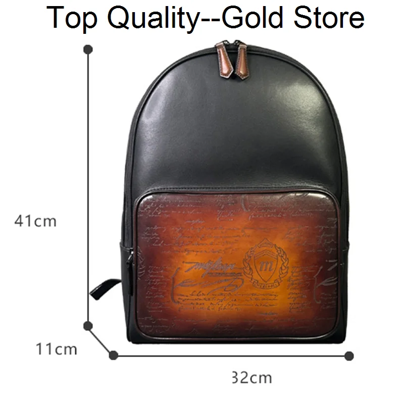 Italian Cowhide Men's Backpacks Vinatge Business Travel Rucksack Laptop Bag 14 Inch School Bags Boy Dayback Notebook