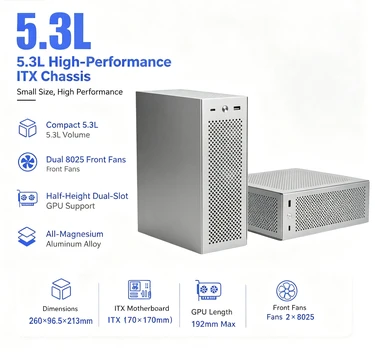Portable Mini ITX Computer Chassis Direct‑Install Half‑Height GPU Support 1U Flex PSU Compact Desktop PC Case
