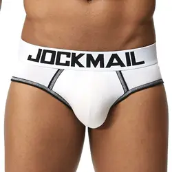 JOCKMAIL marka modalne Sexy mężczyźni penis pokrowiec bielizna calcinha cueca masculina Gay etui mężczyźni figi calzoncillos hombre majtki