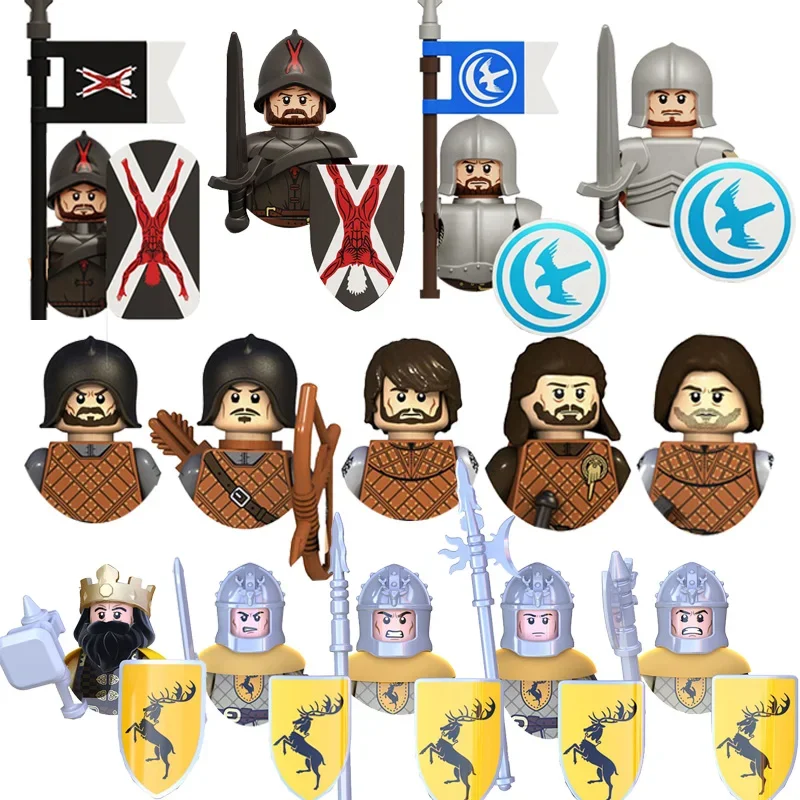 

Средневековые персонажи фильмов Burton Elite Soldiers Knight of the Eileen Valley, древние военные фигурки, строительные блоки, детские игрушки