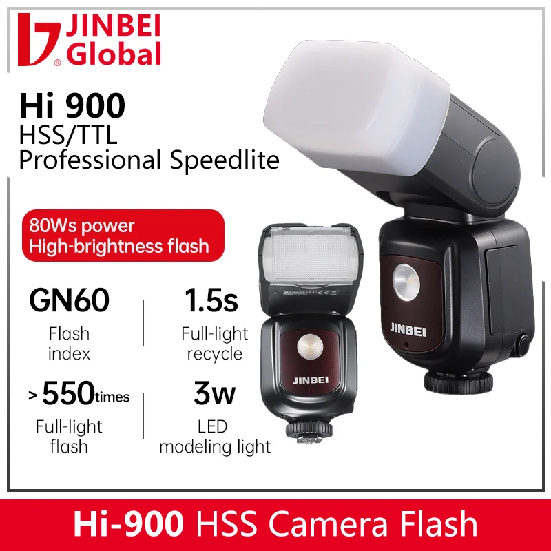 

JINBEI HI900 Speedlite 80 Вт вспышка для камеры TTL HSS Speedlight Универсальный горячий башмак для Canon Sony Nikon Fuji Olympus Pentax Camara