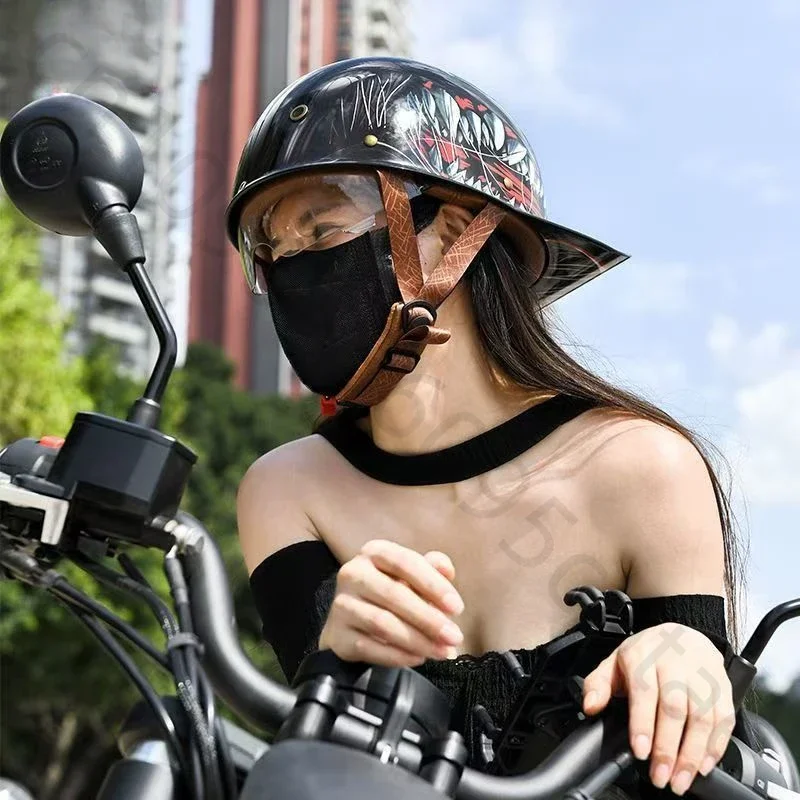 Retro Motorcycle Helmet Certification Protection Cap Vintage Men Women Baseball Cap Half Helmet Riding Racing Moto Helmets