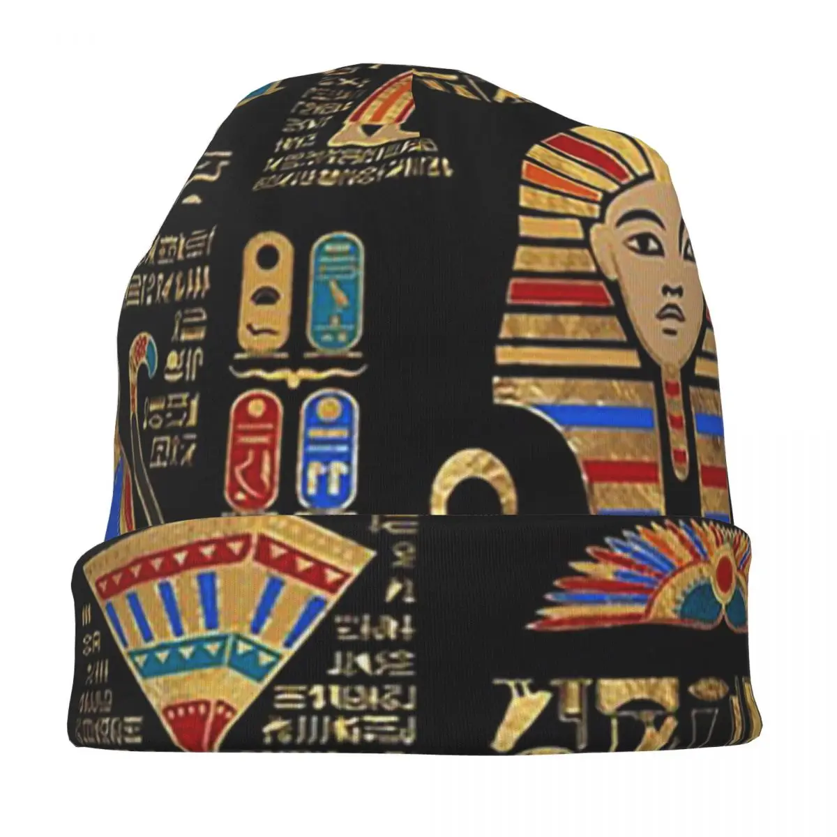 الهيروغليفية المصرية والآلهة Skullies قبعة حريمي دافئة الخريف الشتاء في الهواء الطلق قبعة محبوك بونيه قبعات للرجال النساء الكبار