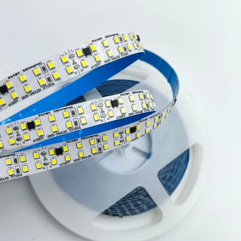 AC 220V LED Strip Lights 2835 120/240 LED/m 5M 220V LED Strip 220 V Volt High Brightness Lighting Diode Tape Lamp Flexible Soft