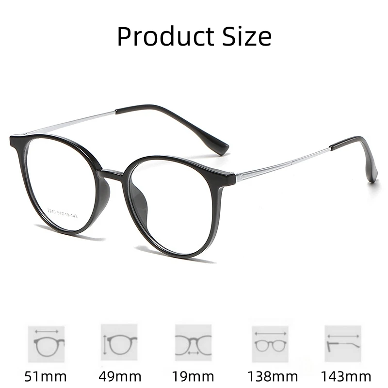 FIRADA Fashion Magnetic Polarized Eyeglasses Women Retro Round Eyewear Optical Comfortable Prescription Glasses Frame Men 2240-C