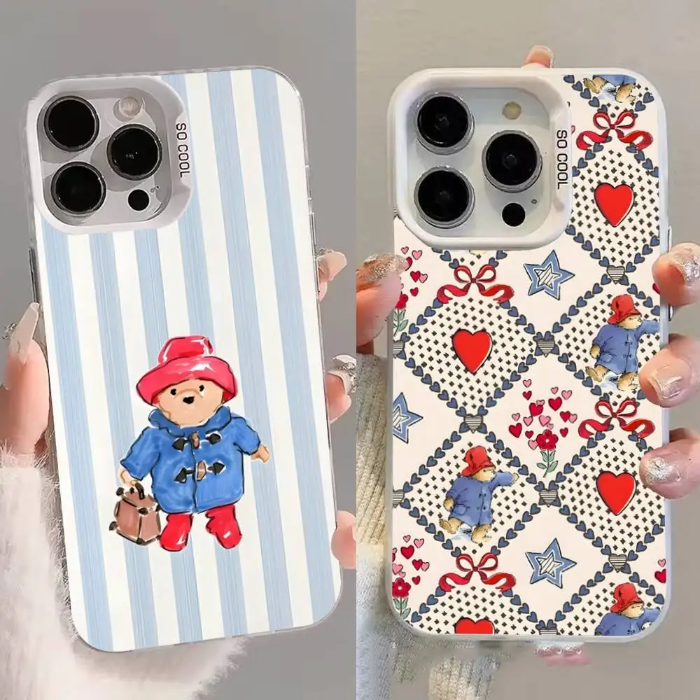 

P-PaddingtonS Bear Phone Case For iPhone 16,15,14,13,12,11,8,7,Pro,Max,Plus,Mini,XS,SE White Candy Matte Shockproof Cover