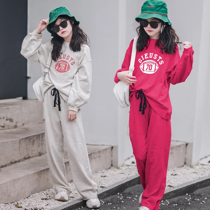 

Teen Girl Clothes Set 2025 Autumn Winter Children Girl Tracksuit Thicken Letter Sweatshirt+Sport Pants Set For Girls 4-12 Yrs