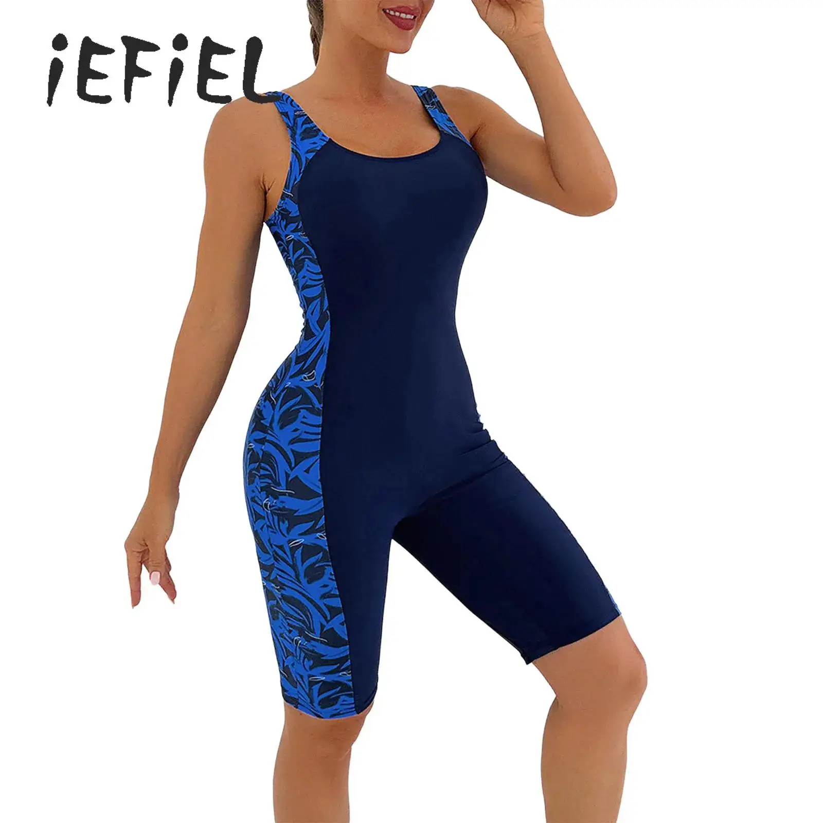 

Women One Piece Sporty Bikini Swimsuits Knee Length Full Coverage Swimwear Bathing Suits for Swimming Training Surfing Beachwear