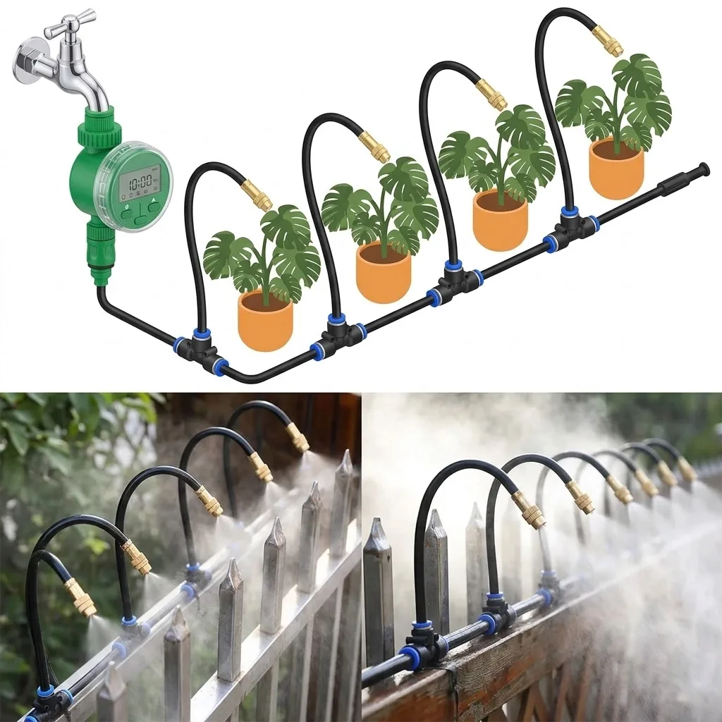 Greenhouse Greenhouse Garden DIY Free Bending Universal Spray Kit For Flower Plant Watering Irrigation Patio Misting Cooling Equipment Set - Aliexpress Deal