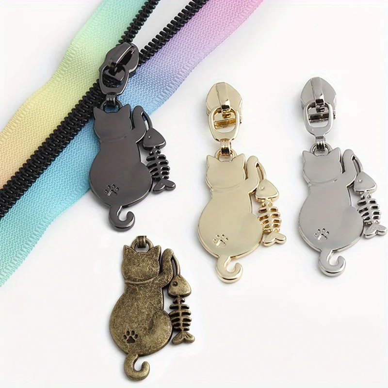 5PCS Wallet Cosmetic Bag 5# Nylon Head Metal Pull Tab Messenger Bag Pillow Cat Small Animal Replaceable Zipper Slider