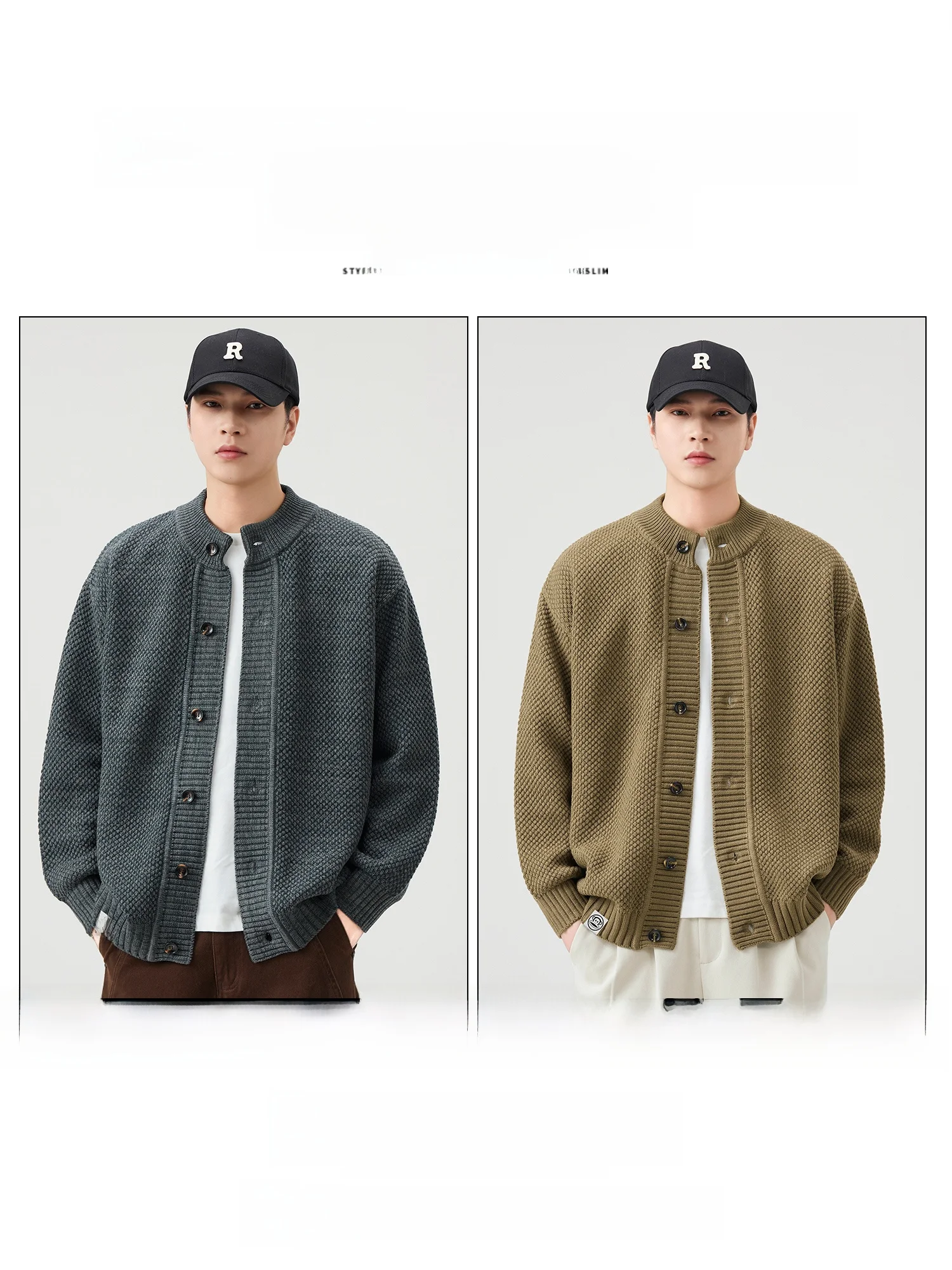 PaulFrank Men's Faionable Loose Knitted round Ne Sweater Autumn Winter Warm Polyester Cotton Blend Button up Cardigan