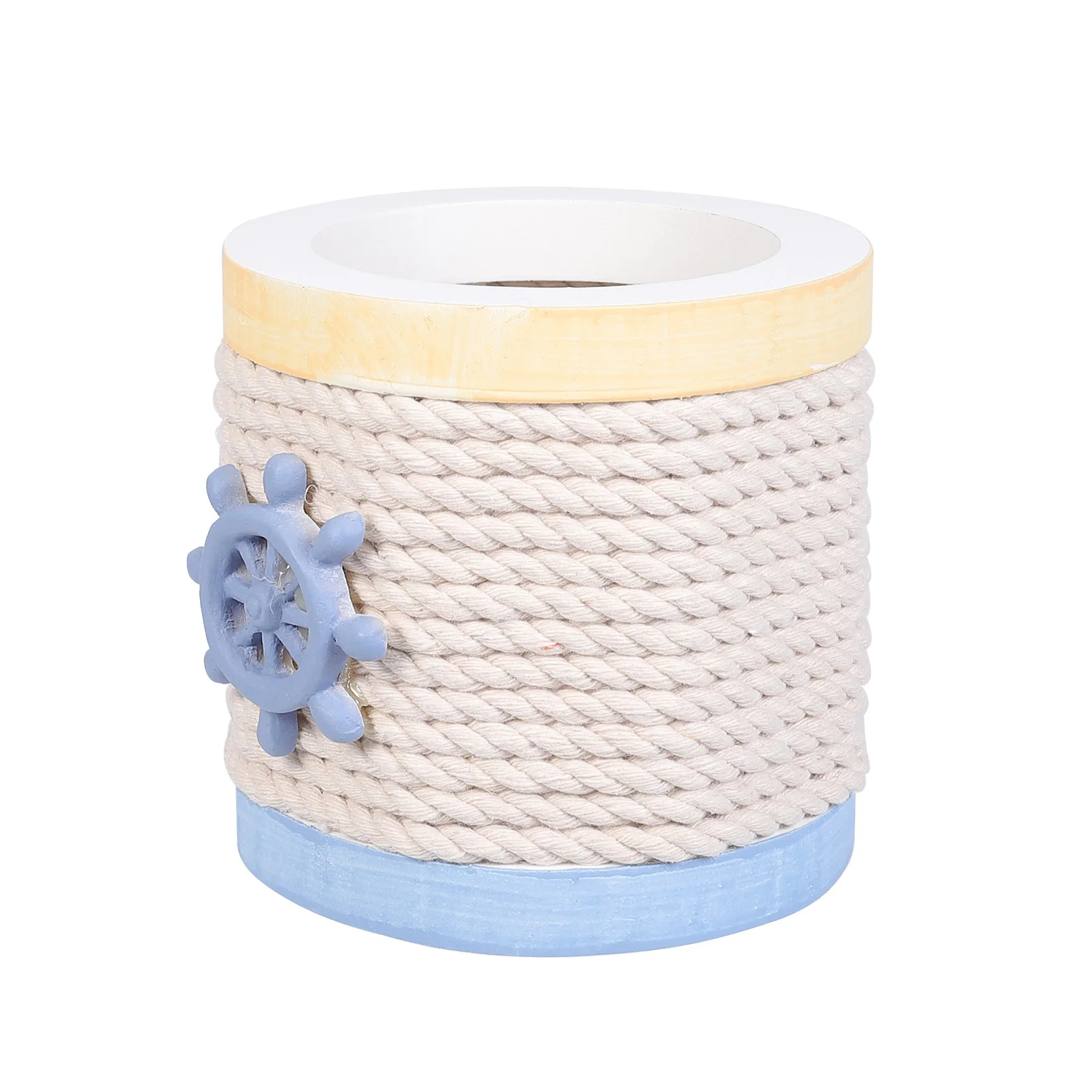 1 قطعة حامل قلم خشبي حامل قلم رصاص كلاسيكي منظم مكتب عالي حاوية فرشاة للمكياج تصميم حبل القطن