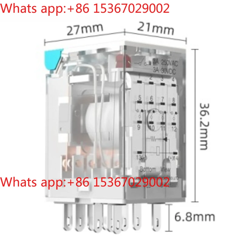 10PCS Intermediate relay 220v AC 24v12v DC electromagnetic miniature 8-foot 14-foot sole seat