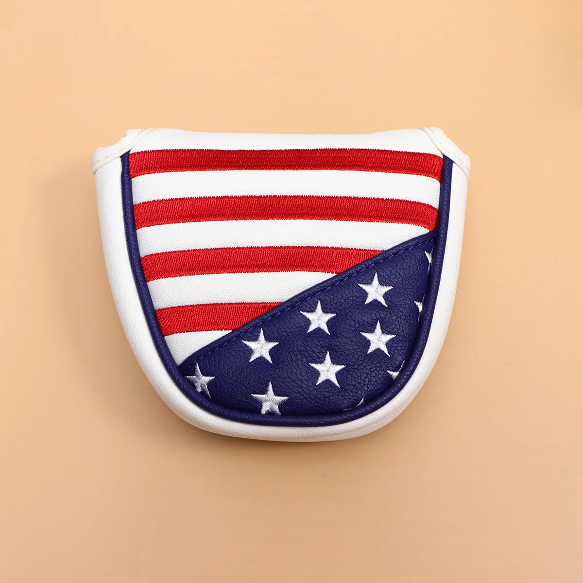 

Mallet Putter Cover Pu Headcover For Thick Protection Machine Washable American Flag Embroidery Design