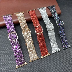Strap for apple watch band 44mm 45mm 42mm 49mm 38mm 40mm 41mm Luxury Bling Leather Woman Bracelet iwatch se Ultra 8 7 6 5 4 band