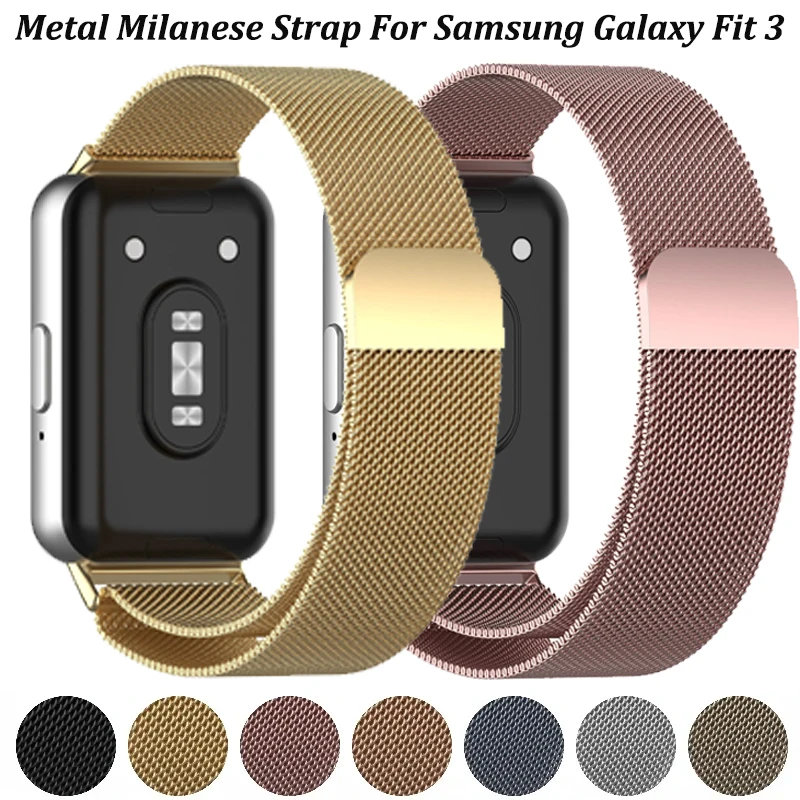 Metall-Milanese-Armband für Samsung Galaxy Fit 3, Edelstahl, atmungsaktives Sportarmband für Samsung Galaxy Fit 3 Gürtel