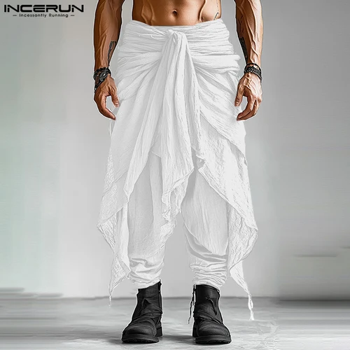 Imagen 2 del producto Moda INCERUN verano primavera hombres pantalones casuales Harem pantalón plisado pantalones largos ropa de calle ropa de hombre de gran tamaño S-5XL