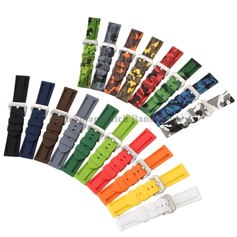 Camouflage Silicone Watch Strap 20mm 22mm 24mm 26mm for Panerai PAM 111 386 441 Universal Sport Bracelet Waterproof Rubber Band