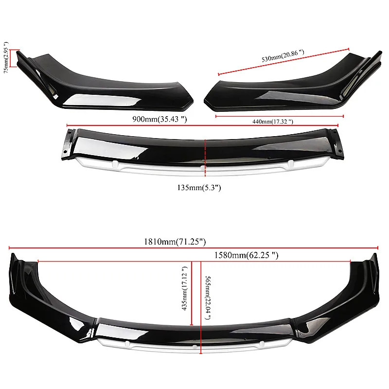 Sedan Front Bumper Lip Chin Spoiler Splitter Diffuser Bodykit Universal For Audi A3 A4 A6 Q3 S3 S4 S6 B6 B7 B8 B8.5 Accessories