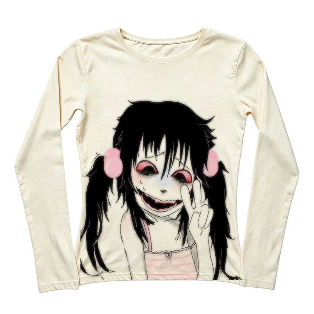 Weird Art Women Long Sleeve Tee, Hand Drawn Tiger Leopard Character Badminton Graphic Slim Top, Y2K Harajuku Cute Streetwear