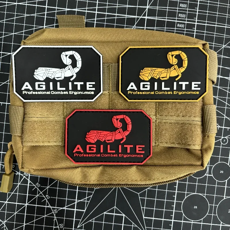 AGILITE Scorpion Logo 3D PVC Tactical Morale Badge Patch Gun Club Luminous Hook & Loop Patches Military Armband Backpack Sticker