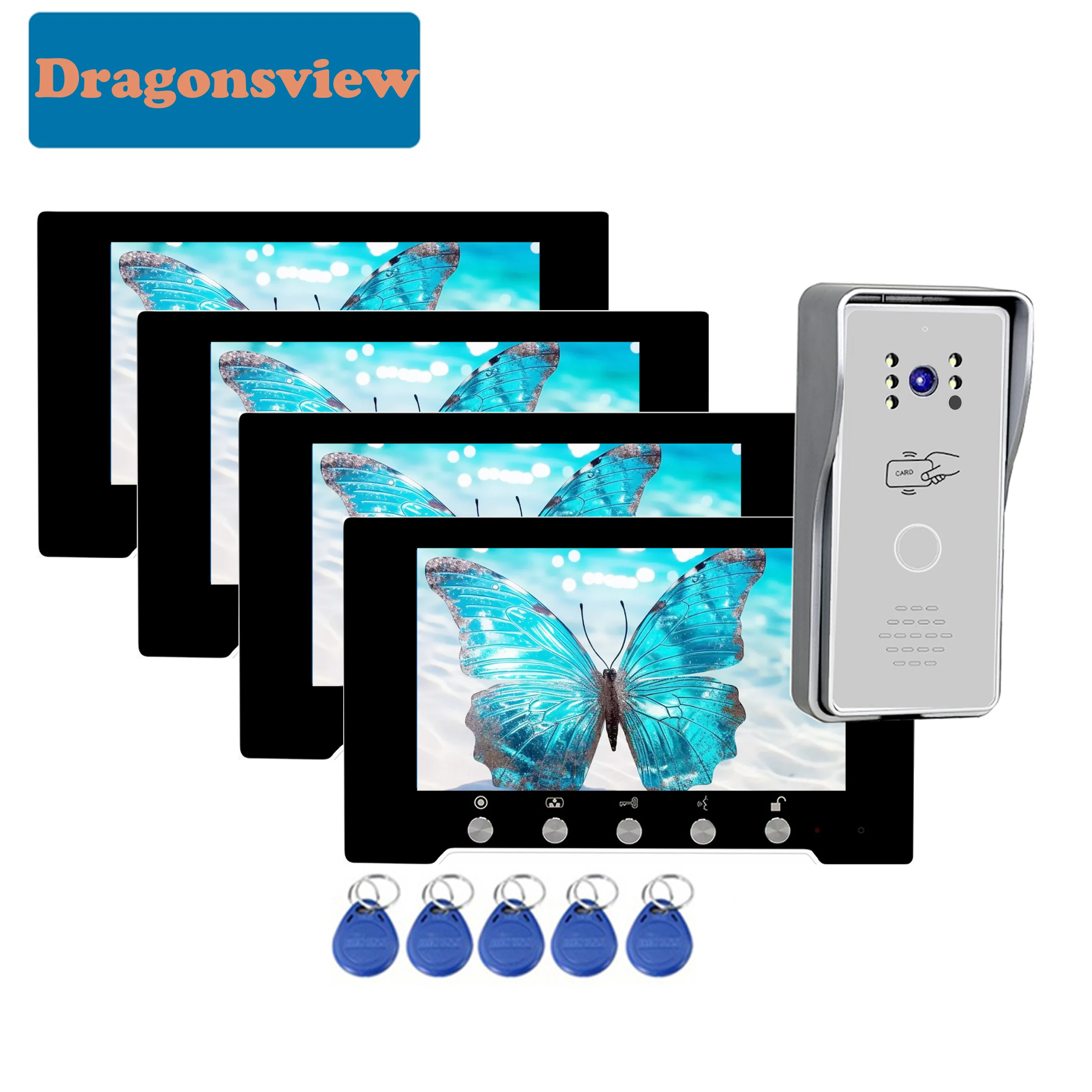 Dragonsview 7 Inch HD Video Door Phone Intercom with RFID Villa Security Door Access Control Home Automation Doorbell Camera