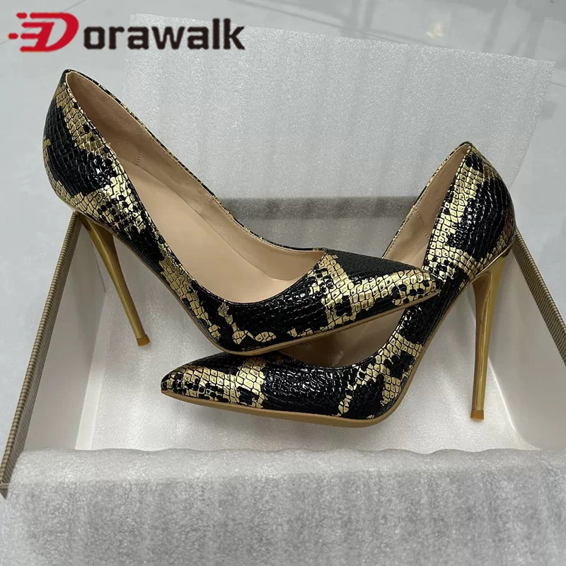 

Snake Pattern 12cm Extreme Thin High Heels Christmas Gift Sexy Pumps Stilettos Club Dress Show Wife Party OL Pointed toe Shoes