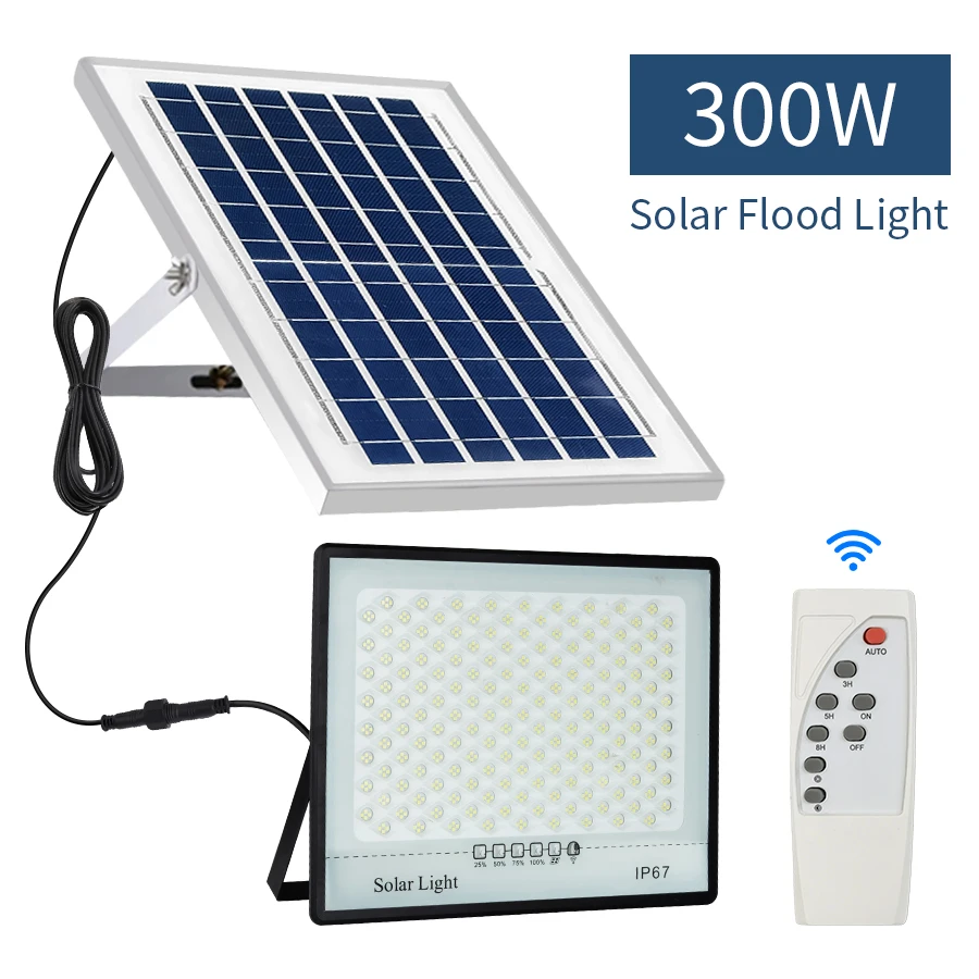 300W Solar Lights Outdoor Waterproof LED Floodlight Super Bright Solar Lamp Panels LED Reflector Wall Garden Street Flood Light