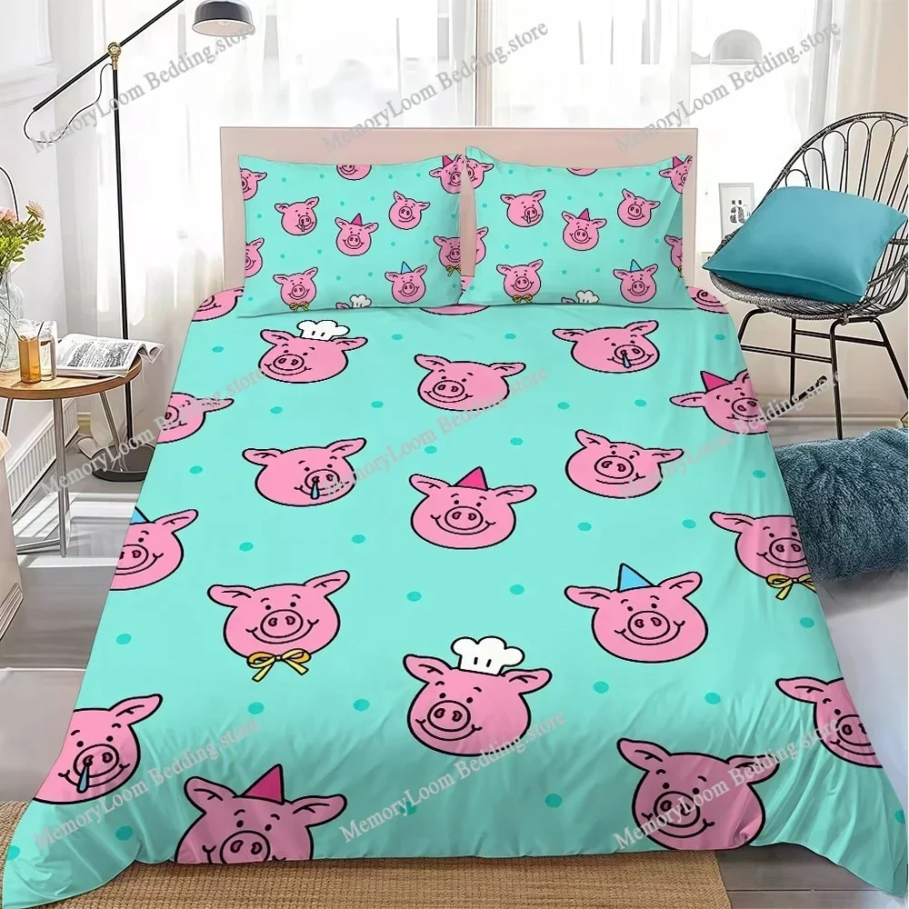 

Lovely P-Percy-Pig Cute Duvet Cover Set Home Style Bedding Soft Laundry Cotton Bed Student Dormitory Gift Home Textileextile029