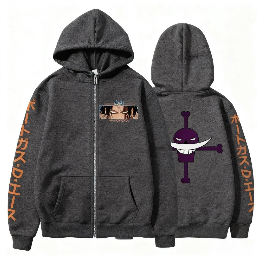 Bluza z kapturem One Piece męska i damska, codzienna bluza wkładana przez głowę, wzór z kreskówki, odzież uliczna, cosplay, jesień, biała, z brodą