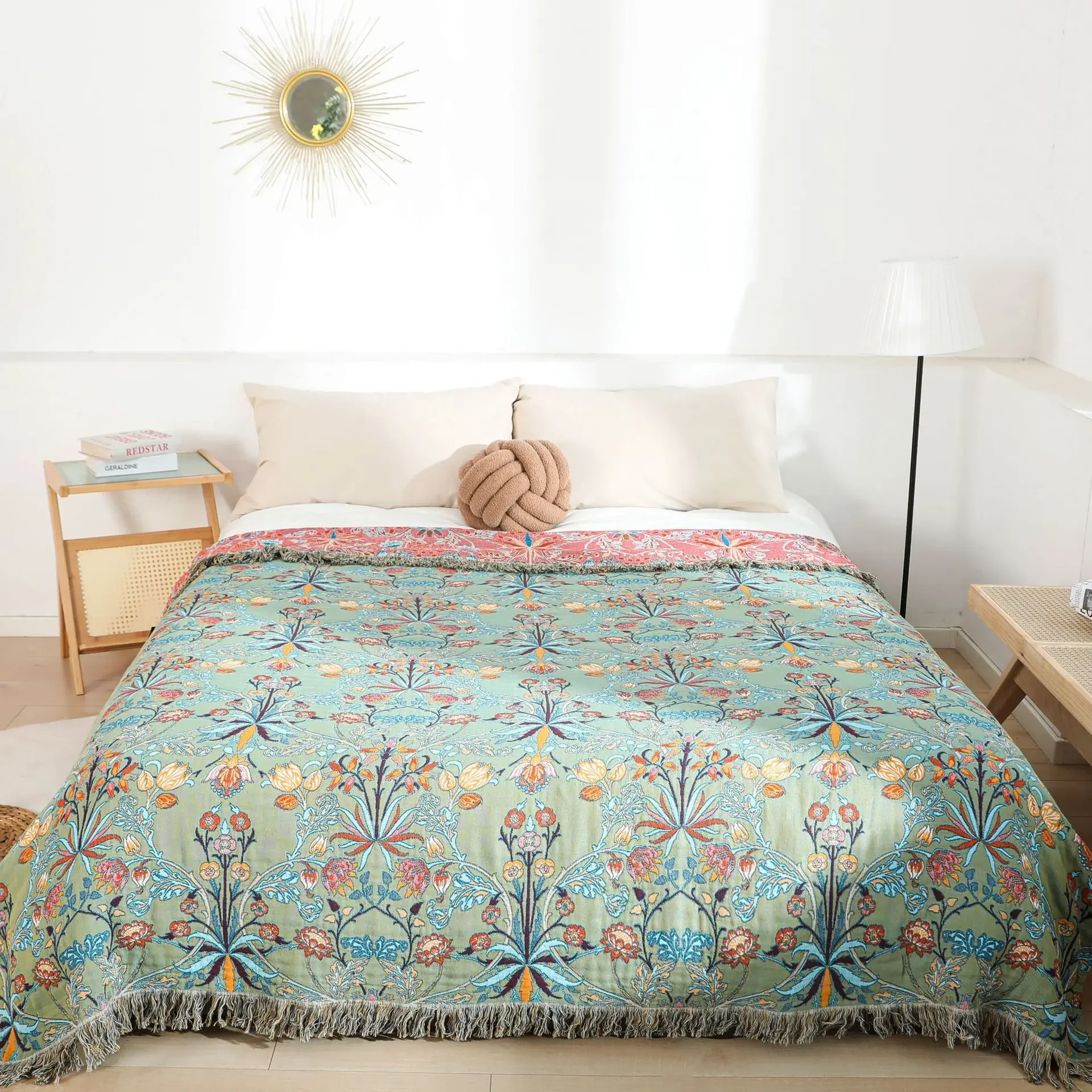 New Pure Cotton Bed Blanket Double-sided Sofa Cover Soft Breathable Nap Blanket and Bedspread Tassel Bed Cover Luxury Bed Sheet