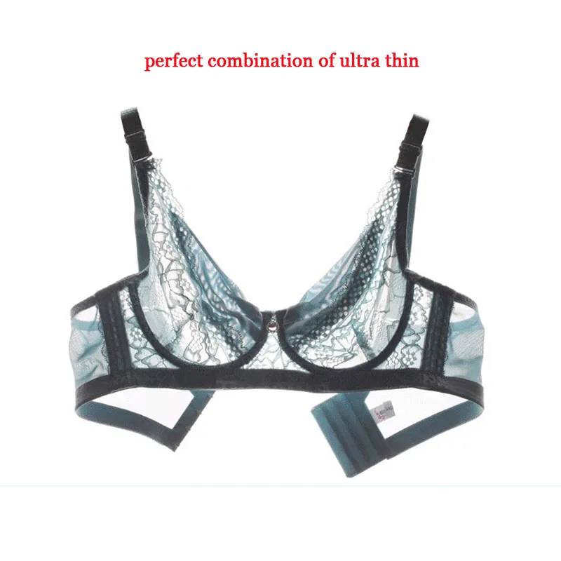 Ultra-thin Cup Bras Large Size Lace Mesh Breathable Push Up Bra Sexy Women Underwear Brassiere Gather No Pad Lingerie Bralette