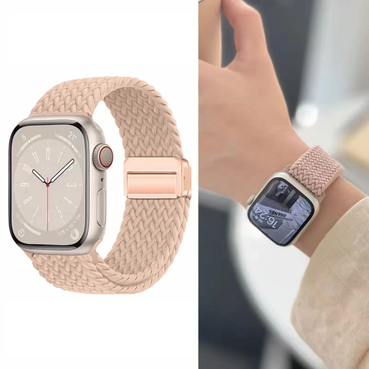 Braided Loop For Apple watch band 44mm 40 mm 49mm 45mm 41 46mm correa bracelet iWatch series 8 se 6 Ultra 2 3 9 10 11 strap