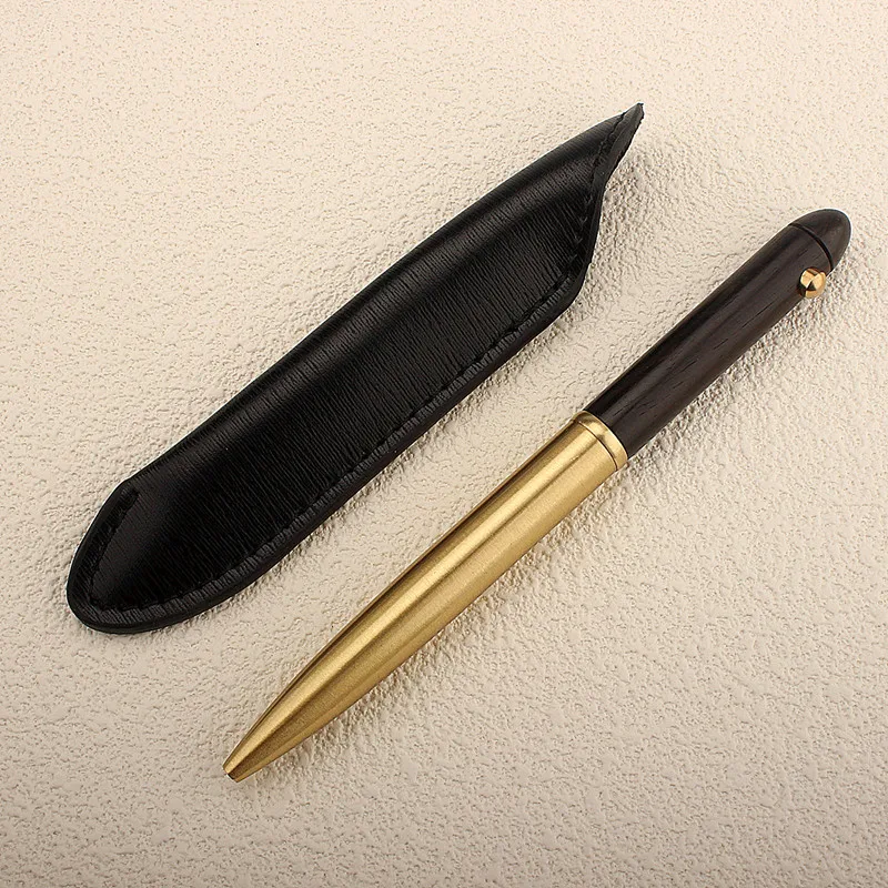 High Quality Ballpoint Pen Business Signing Pen Wood Bronze Material Replaceable Refill Office School Supplies Stationery