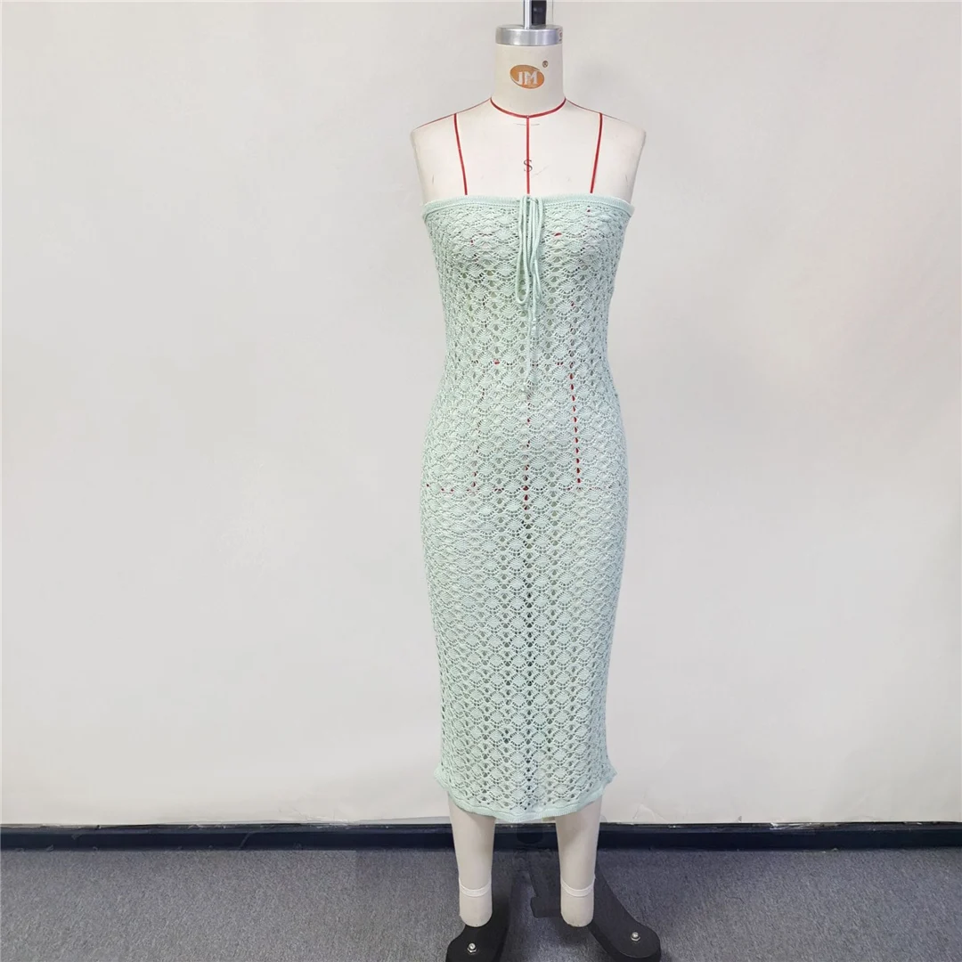 Bandeau-Tunika mit Ausschnitten, geknotet, gehäkelt, gestrickt, Strandkleid, Strandmode, Damen V6280 – Detail 6